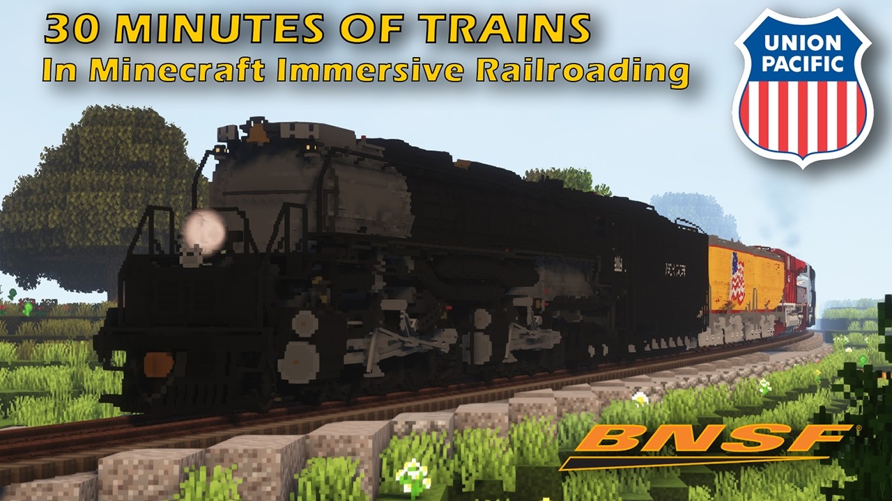 Railfanning in Minecraft Immersive Railroading #11 - 30 Minutes of Trains in Minecraft