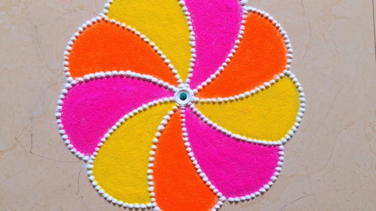 Easy Colourful rangoli design /attractive colours rangoli for beginners/ rangoli design for festival
