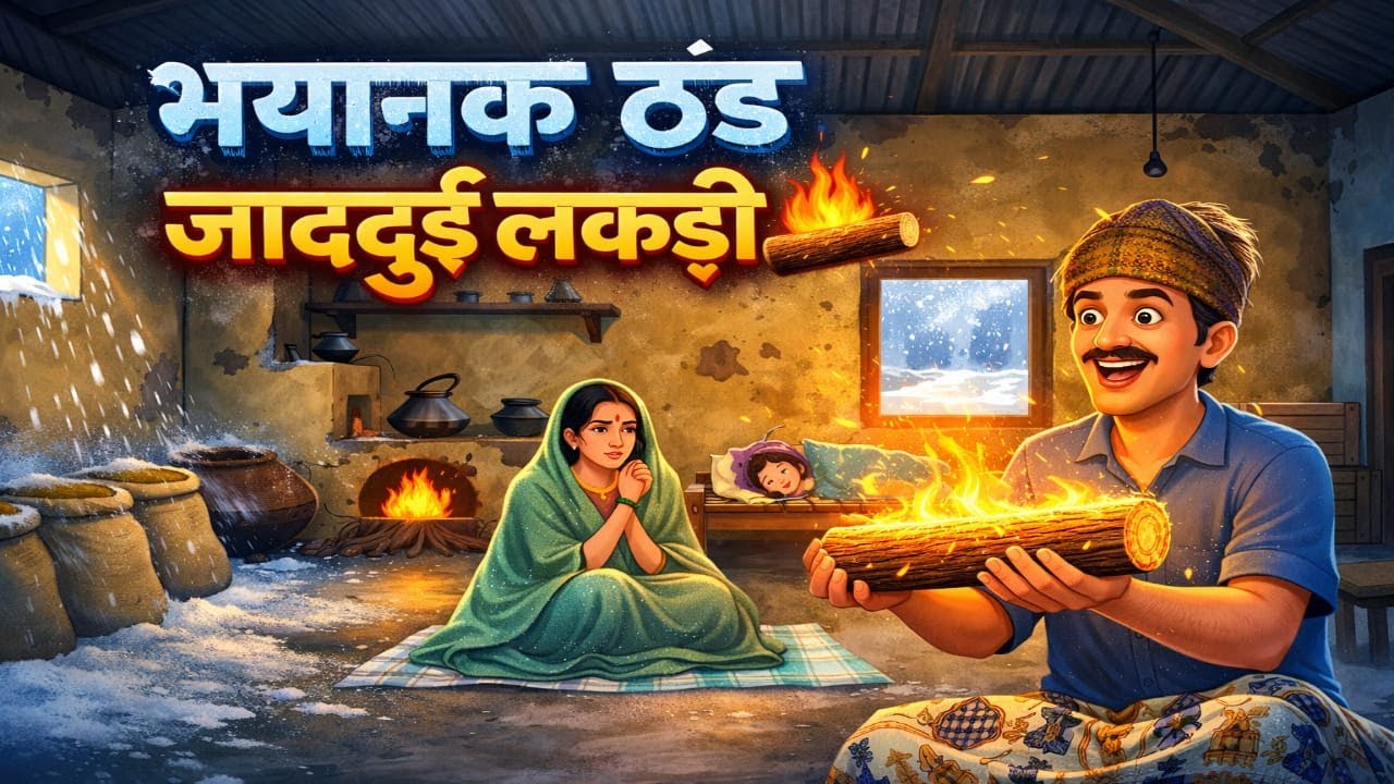ठंड का कहर और जादुई लकड़ी | Thand mein Garib Parivar Hindi kahani |cartoon kahaniyan hindi