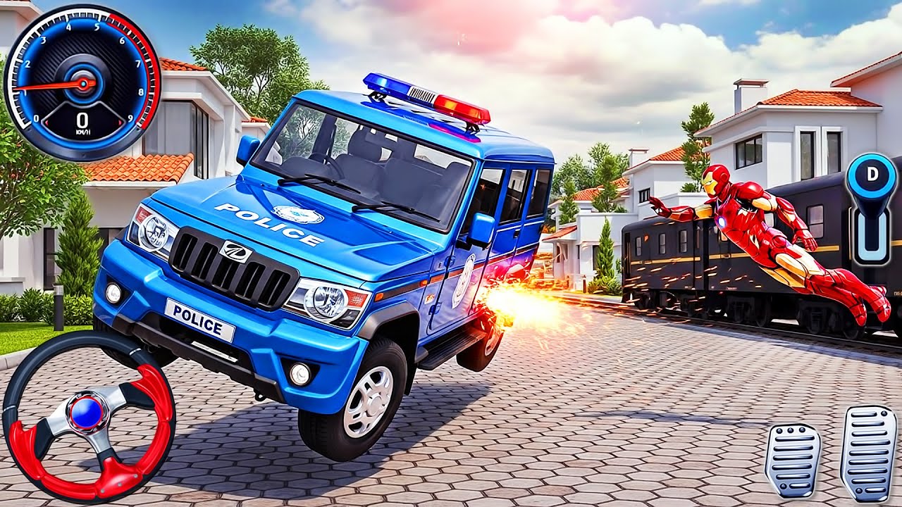 Indian Theft Aura Simulator 3D - Iron Man and Indian Police Car Chase - Android GamePlay