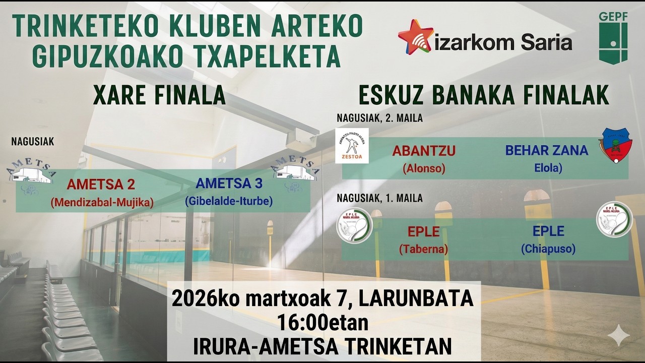 TRINKETEKO KLUBEN ARTEKO GIPUZKOAKO TXAPELKETA - FINALAK