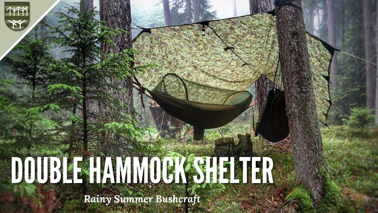 Double Hammock Shelter ~ Heavy Rain Summer Bushcraft ~ DD Hammocks Tarp ~ Berghaus MMPS Centurio 30