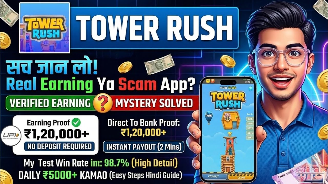 Tower Rush Game Kaise Khele Tower Rush Game Real Or Fake?😱 | Tower Rush Game Withdrawal Proof