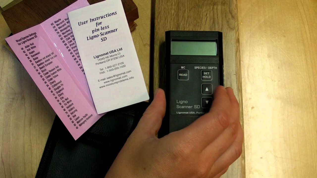 Lignomat, Best Moisture Meter,  demonstrates the Scanner SD  Moisture Meter