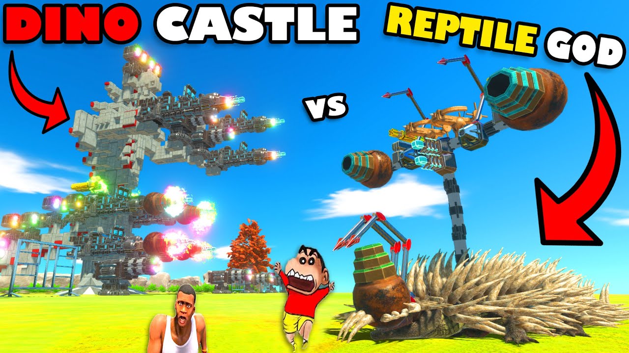 REPTILE GOD vs UNDEFEATED DINO CASTLE SHINCHAN and CHOP in ANIMAL REVOLT BATTLE SIMULATOR