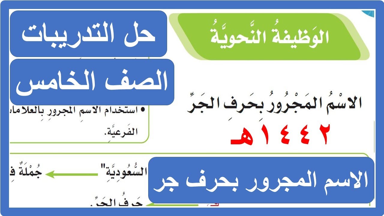الاسم المجرور بحرف الجر الصف الخامس الابتدائي لغتي الفصل الدراسي الثالث