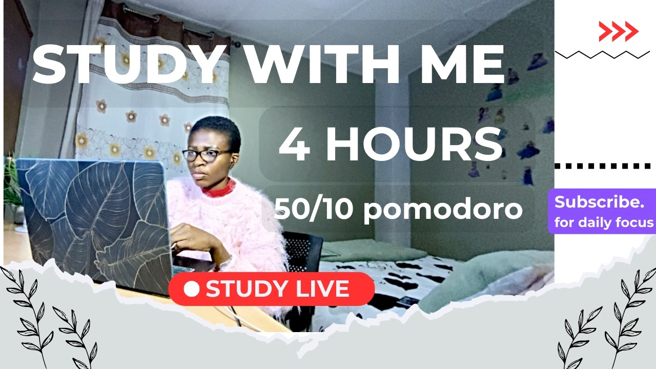 Study with me LIVE | 50/10 Pomodoro Technique | 4 Hours | Real River Sounds (No Music)
