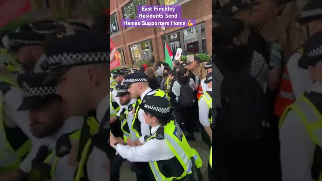 Finchley residents outnumber the pro HAMAS supporters who were trying to intimidate a cinema