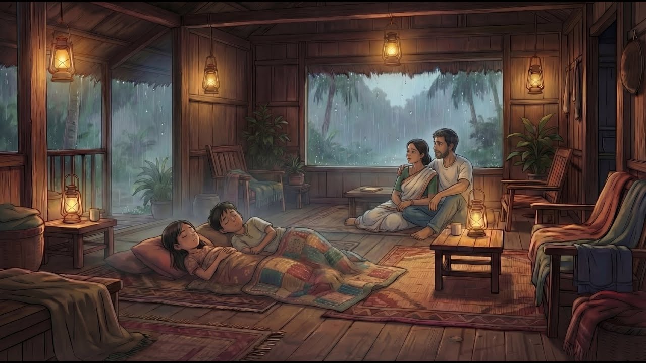 Bangladeshi Village Monsoon 🌧️ Cozy Moments || Ghibli-Style Video