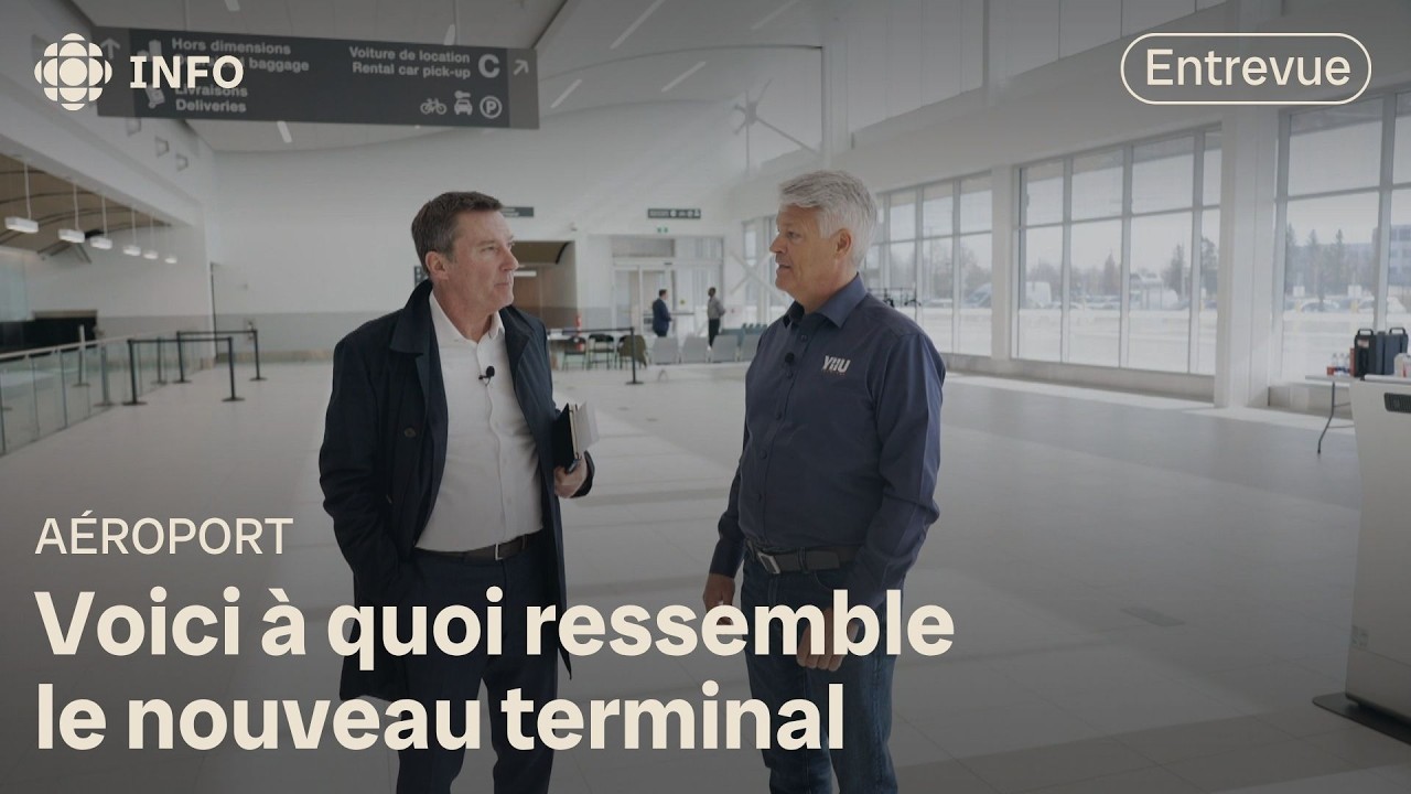 Patrice Roy visite le nouveau terminal de l'A&eacute;roport m&eacute;tropolitain de Montr&eacute;al (YHU) avec le PDG