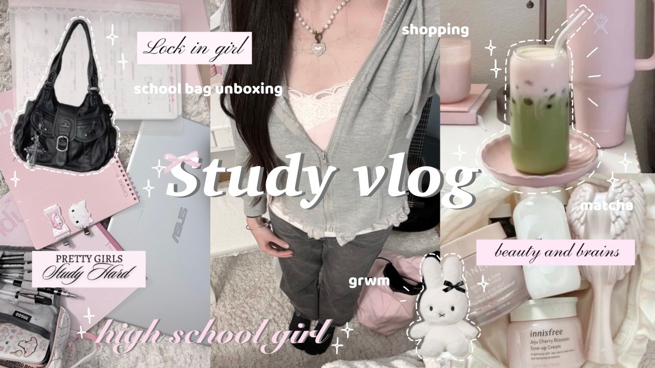 УЧЕБНЫЙ ВИДЕОБЛОГ 🎀༘⋆ Школьница, распаковка школьной сумки, покупки, подготовка к школе, матча латте