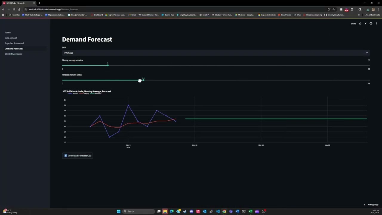 Streamlit AI B2B Suite Demo for Procurement & Planning