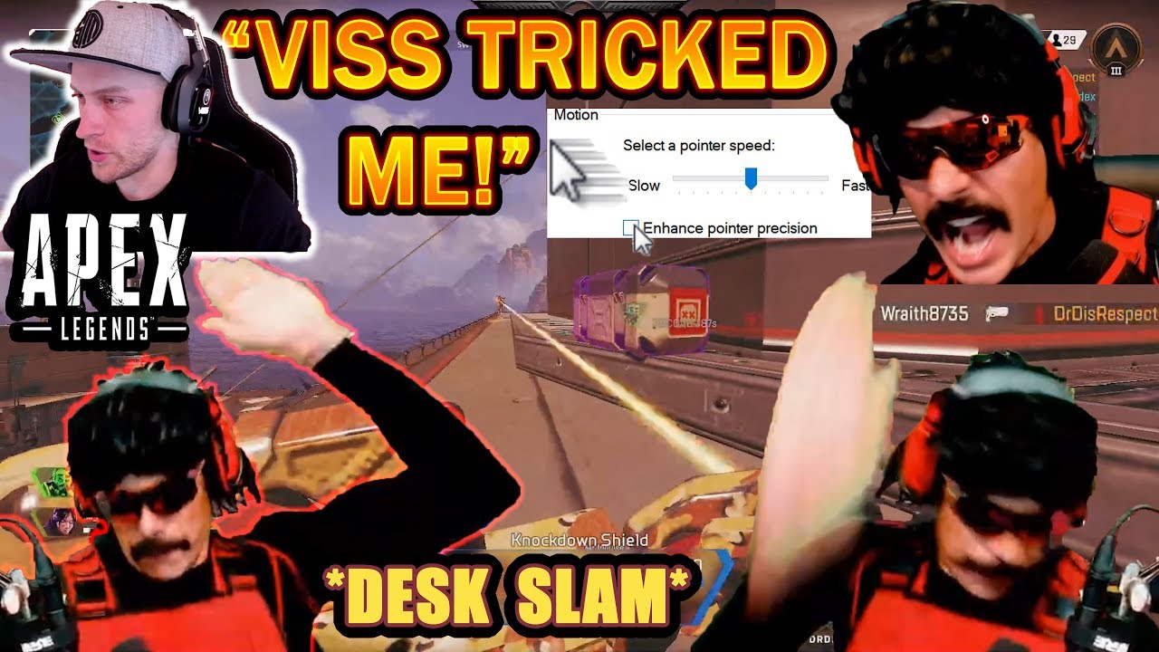DrDisrespect SLAMS Desk in RAGE at VISS For Ruining His Aim in Apex! (Mouse Acceleration!)