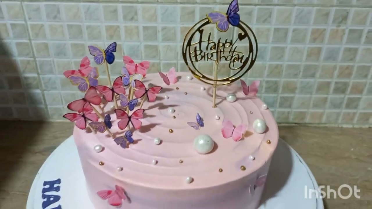 how to make butterfly birthday cake/ pink purple butterflies cake decorating ideas/ butterfly theme