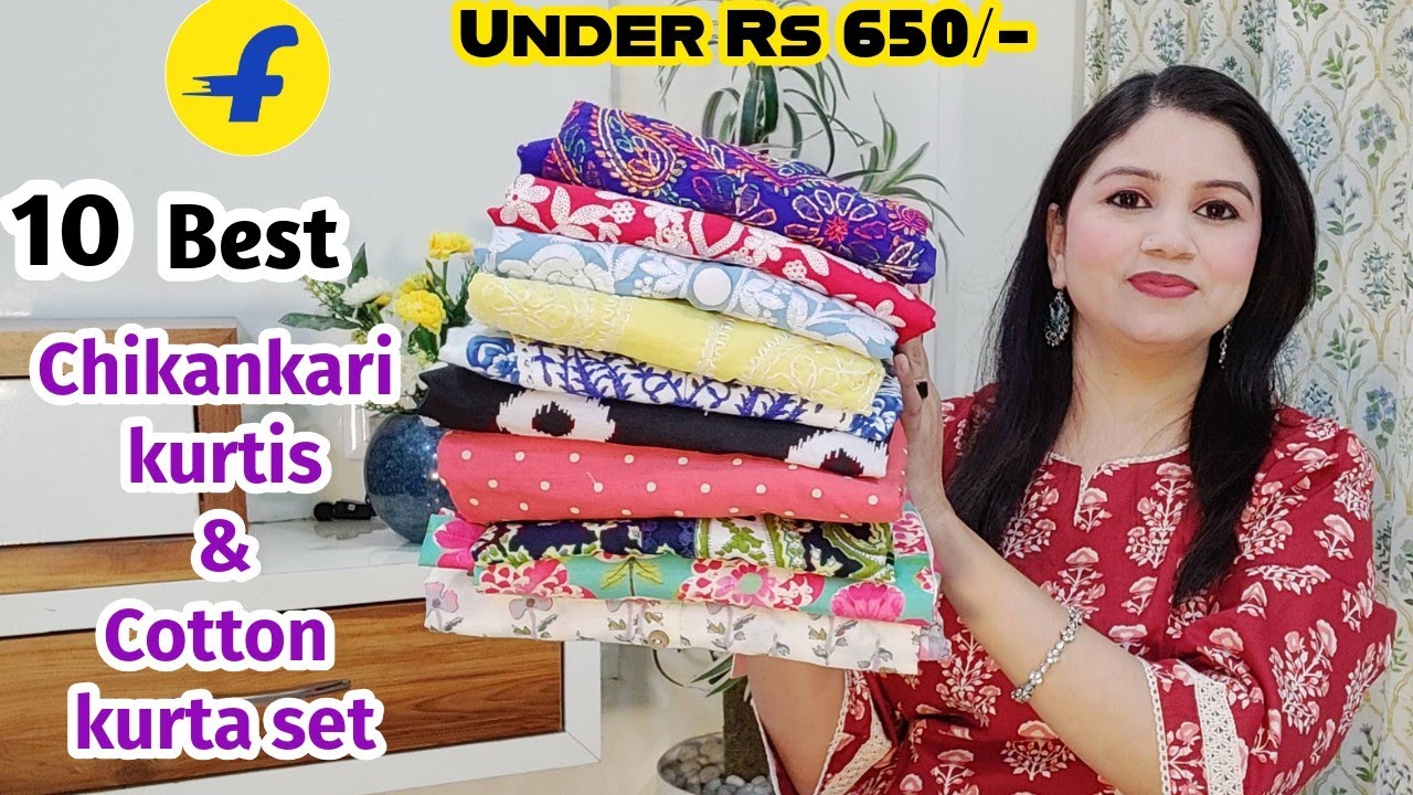 Flipkart chikankari kurtis & kurta sets Haul 💜 New summer Collection 🥰Under Rs 650/- ⭐flipkart haul
