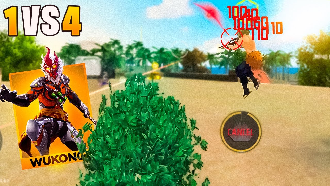 TESTEI O NOVO WUKONG E FIZ JOGADAS INCRÍVEIS SOLO VS SQUAD!! FREE FIRE MOBILE