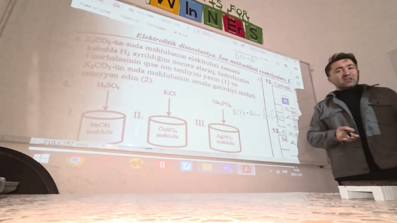 DIM 2025.Sual izahlari.Hidroliz elektroliz,dissosiasiya.Etrafli yazili teleb olunan suallar.