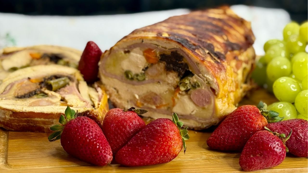Como hacer Rollo de pollo Navideño SIN HORNO - Clau y Canela