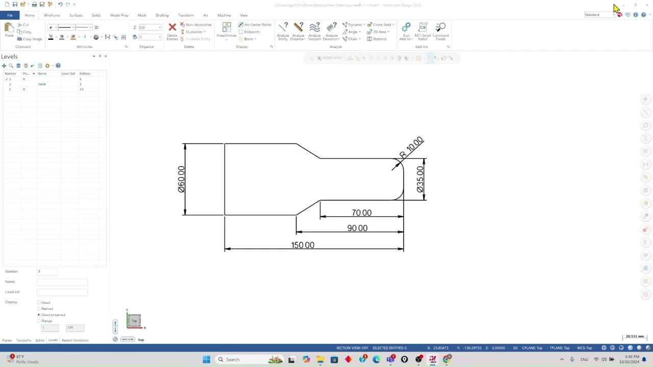 เขียนเเบบงานกลึง Mastercam  CAD design LATHE 1.1