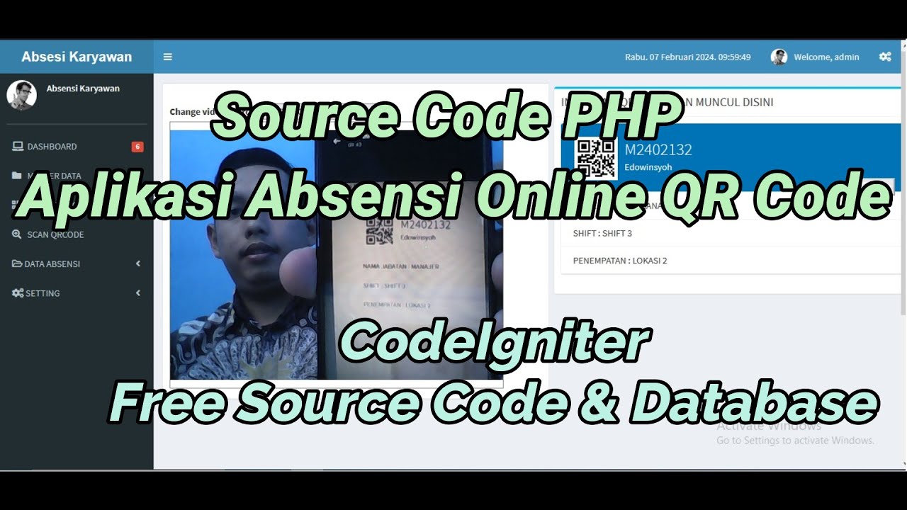 Source Code PHP Aplikasi Absensi Online QR Code CodeIgniter: Free Source Code  Database