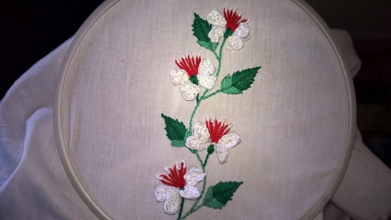 Hand embroidery. Hand embroidery creeper design.