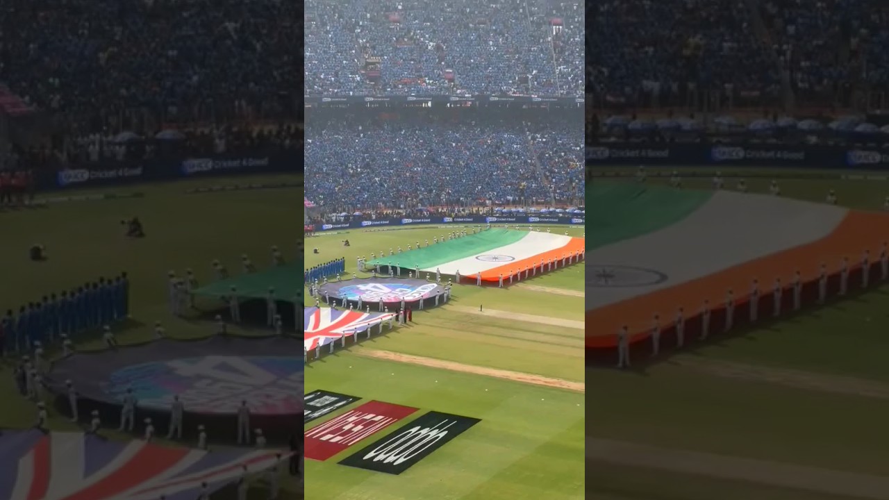 1,50,000 crowd singing National Anthem World Cup 2023 Final Live at Narendra Modi Stadium #worldcup