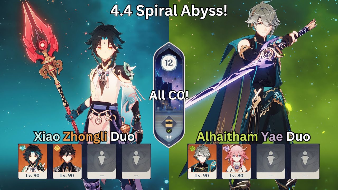 C0 Xiao Zhongli x C0 Alhaitham Yae DUO! | ALL C0 | 4.4 Spiral Abyss | Genshin Impact