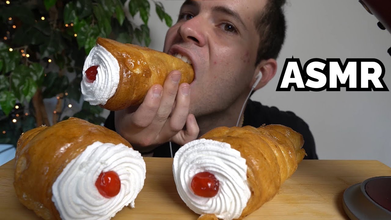 ASMR PUFF PASTRY CREAM CONES FILLED WITH PASTRY CREAM MUKBANG 먹방 | EATING SOUNDS