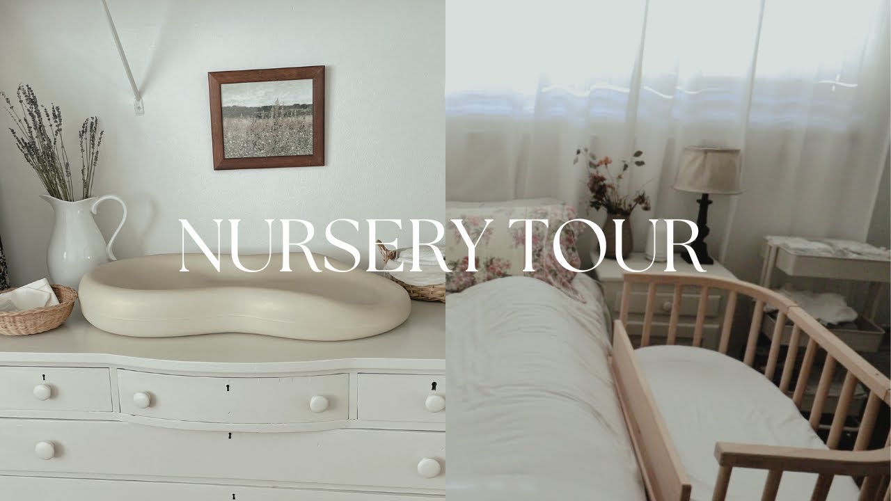 Bedside Cottage Nursery Tour ~ vintage + thrifted ll small shared nursery 🤍