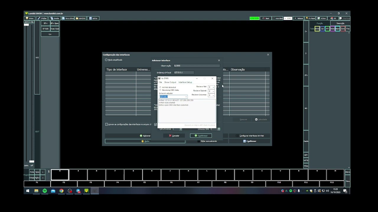 CONFIGURANDO INTERFACE SL1000/ SL3000 NA LUMIKITSHOW - MANUALMENTE