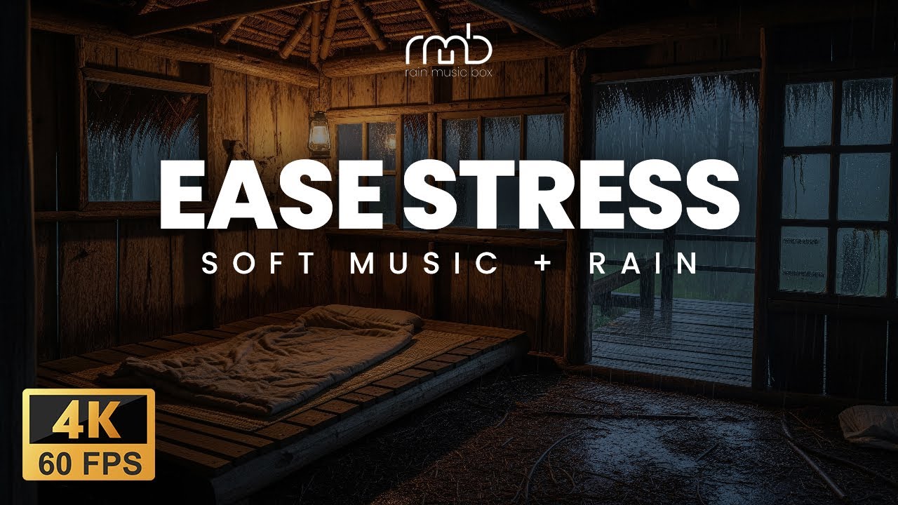 EASE STRESS | Slow relaxing music with rain sounds for a peaceful night and clear head
