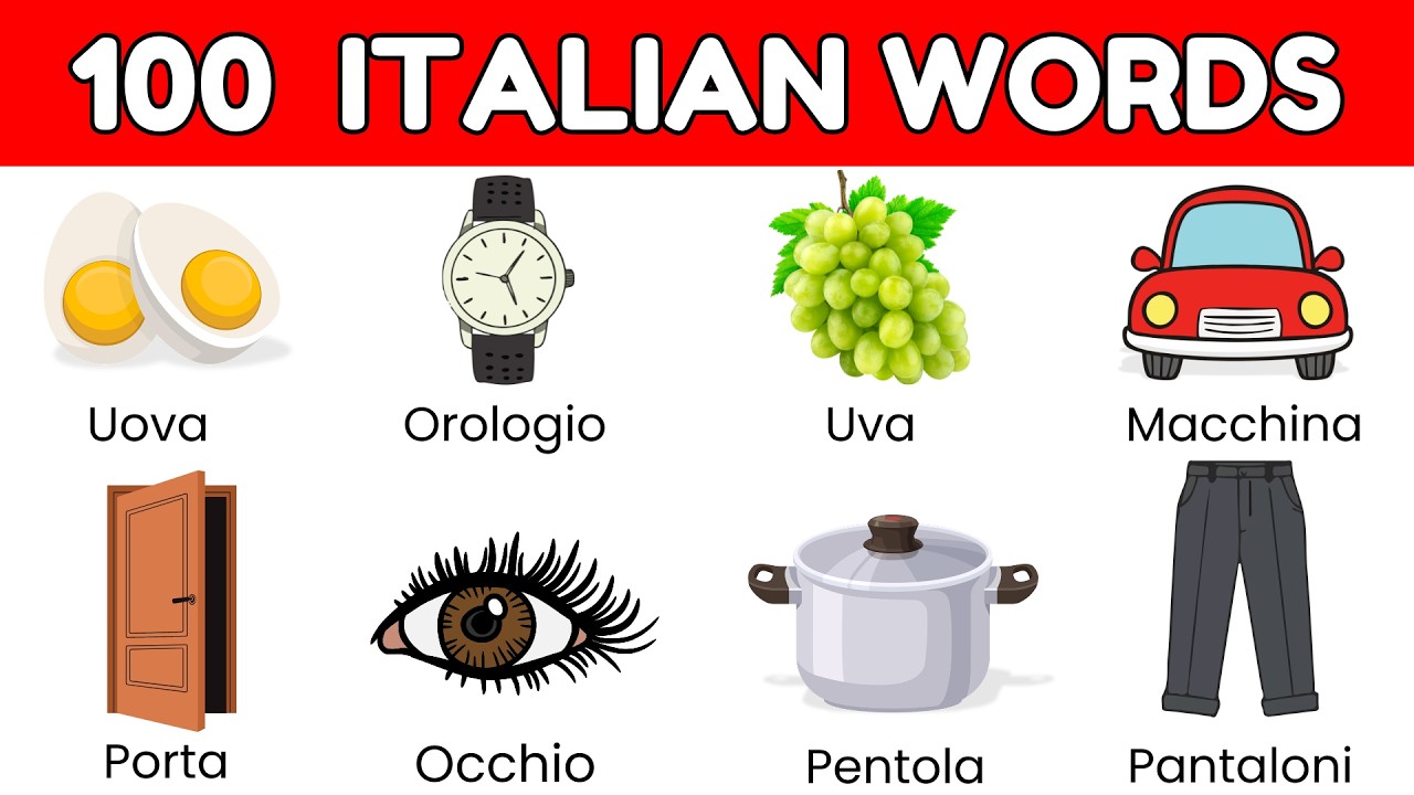 50 Essential Italian Words for Beginners | A1-A2 Vocabulary | With Pictures & Quiz [ENG SUB]