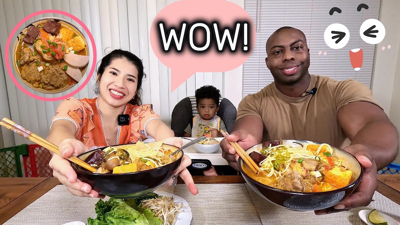 #25 Chồng Mỹ Lần Đầu Ăn Bún Riêu Cua Việt Nam (Making crab noodle soup)