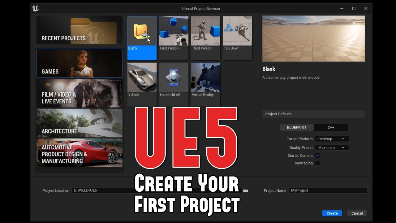 UE5: How to Create Your First Project and Open the Editor