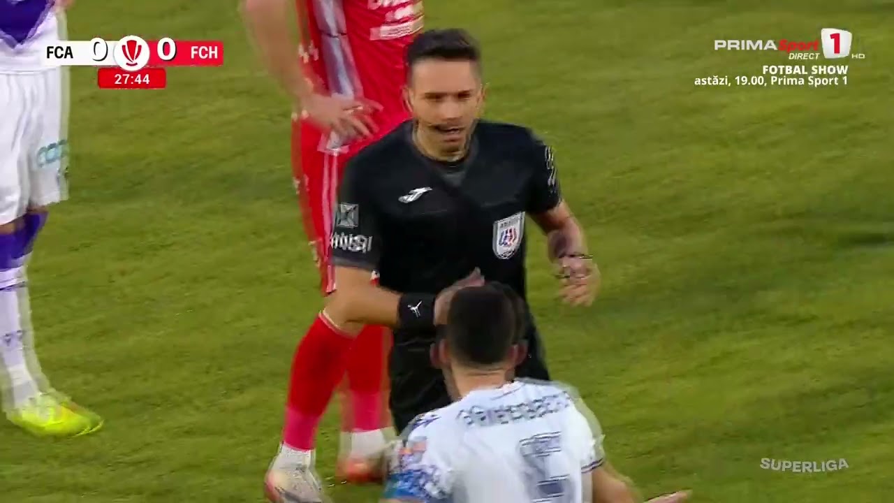 Dublă lovitură pentru Hermannstadt: rămâne în 10 şi ia un eurogol imediat de la FC Argeş