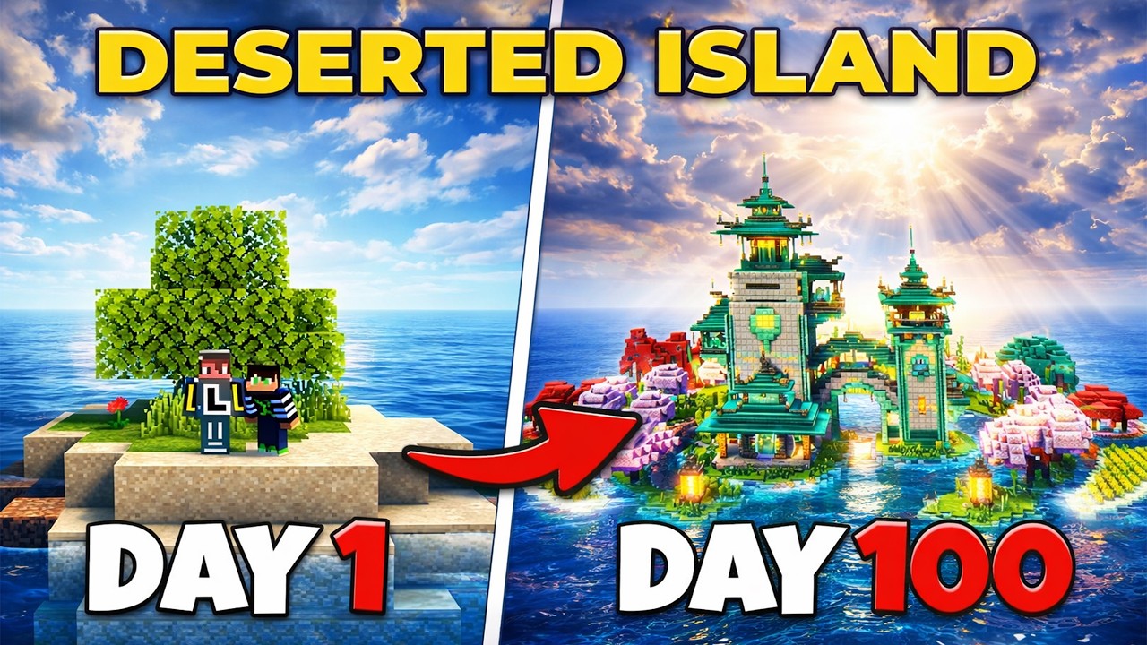 We Survived 100 Days on a DESERTED ISLAND in Minecraft! (Hindi)