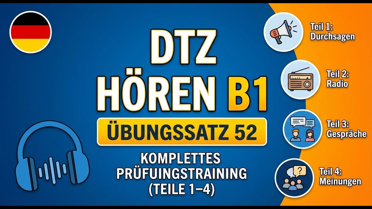 DTZ B1 Prüfung Hören Teil 1–4 intensiv trainieren – Übungssatz 52