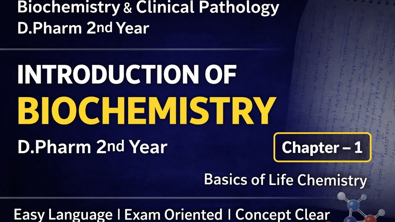 Introduction of Biochemistry | Chapter 1 | D.Pharm 2nd Year | biochemistry and clinical pathology 