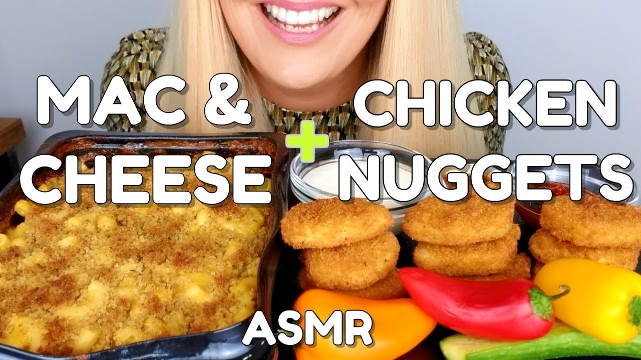 MAC & CHEESE + CRISPY CHICKEN NUGGETS (ASMR EATING SOUNDS) NO TALKING