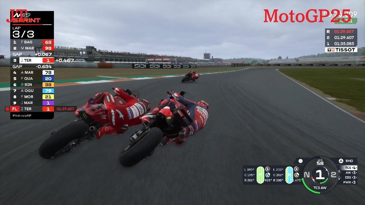MotoGP25-PS5-Valencia GP Sprint Race-Bagnaia And JT Battling Hard At Ricardo Tormo Circuit