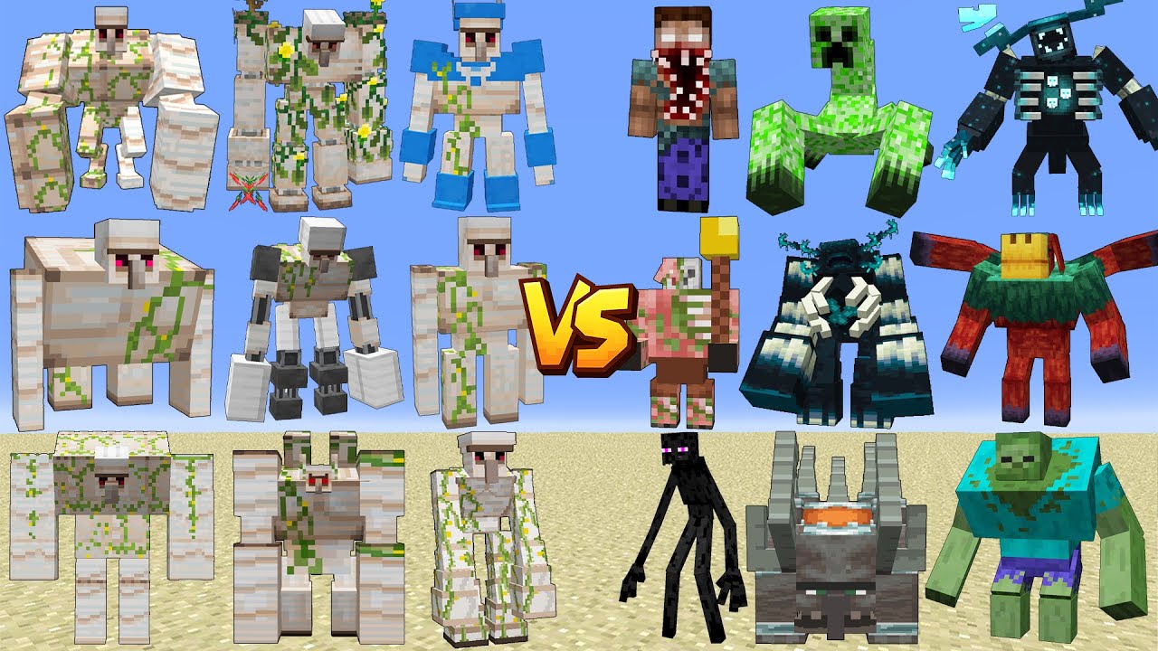 All Golems vs All Mutant Mobs – Every Golem Boss vs Mutant Family | Epic Fight Battle