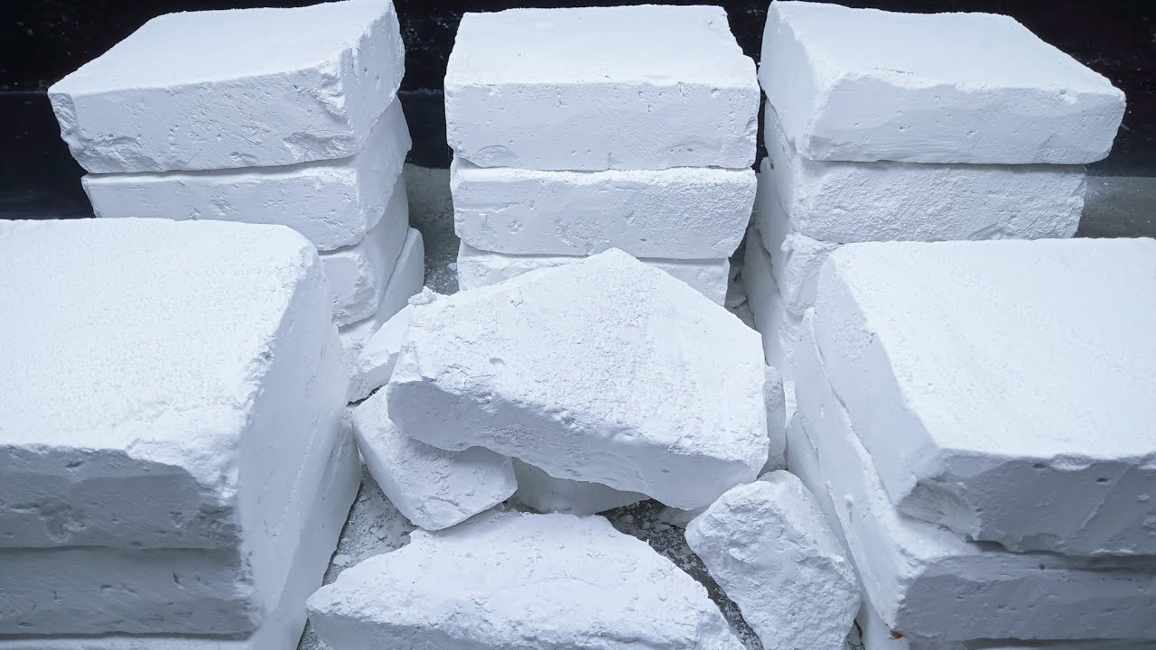 Extra Big Extra soft gymchalk white square blocks crushing Fluffy+buttery | oddly satisfying | ASMR 