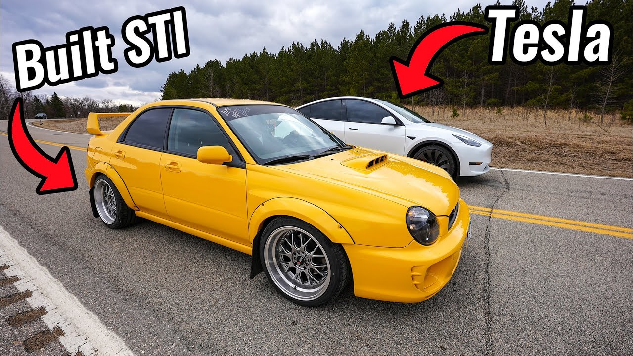 Wrx Owner Breaks Car Trying to Race Tesla