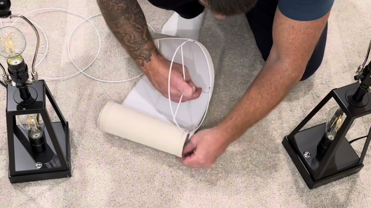 Unboxing & Assembling the Set of 2 Farmhouse Touch Table Lamps with USB Ports