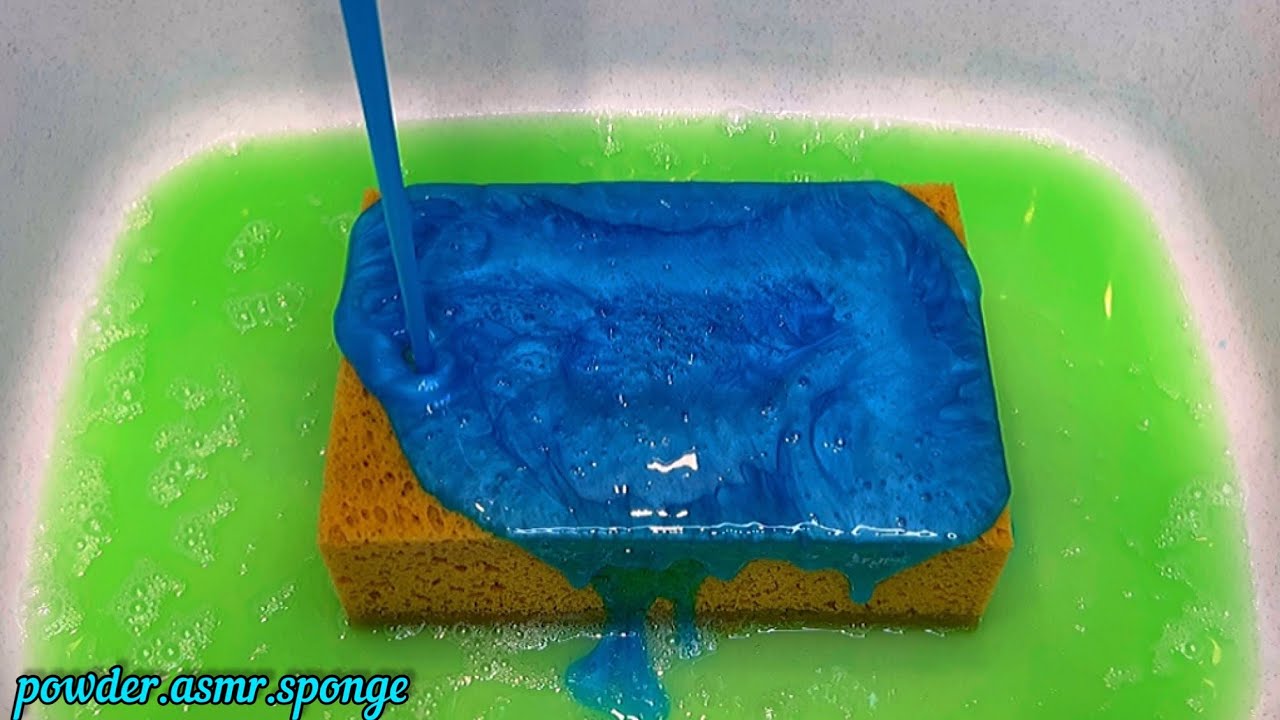 Thick yummy paste 🦋💚Squeezing sponges asmr
