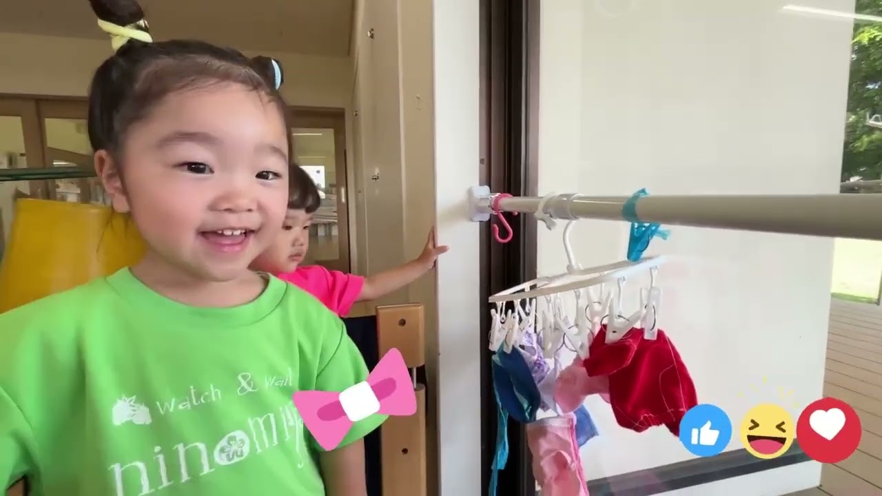 ひよこ組ごっこ遊び（洗濯を干してみよう）