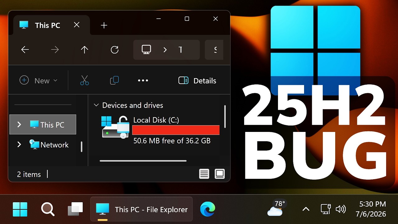 Новый баг Windows 11 25H2: огромный расход места на диске (как исправить)