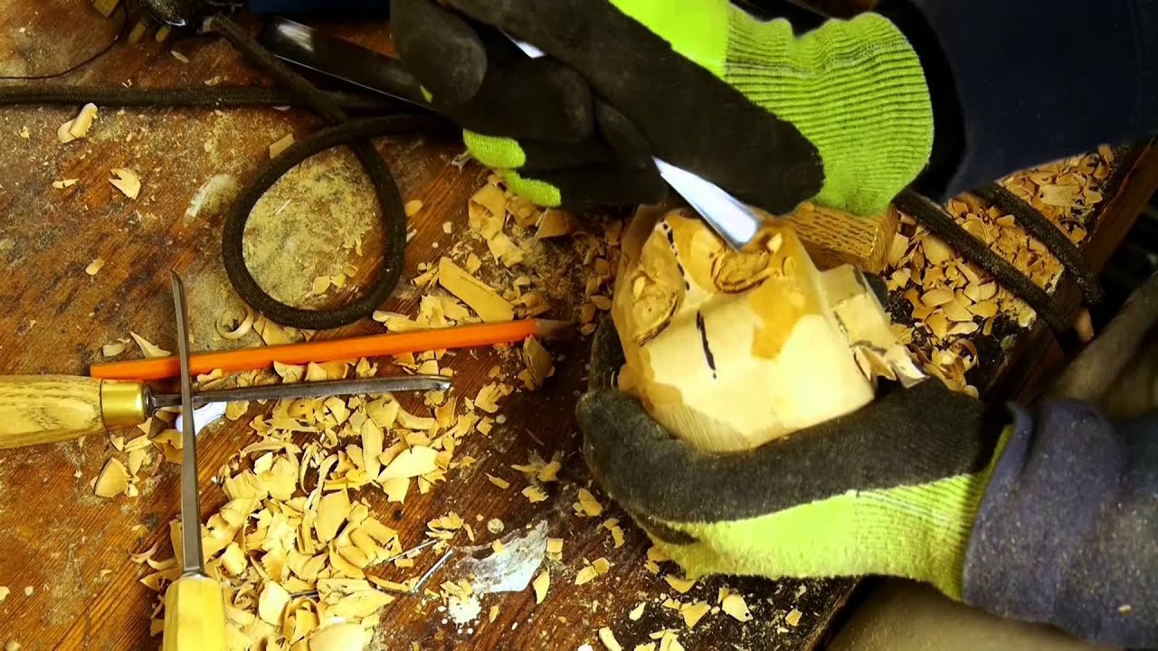 Carving a goblin marionette head