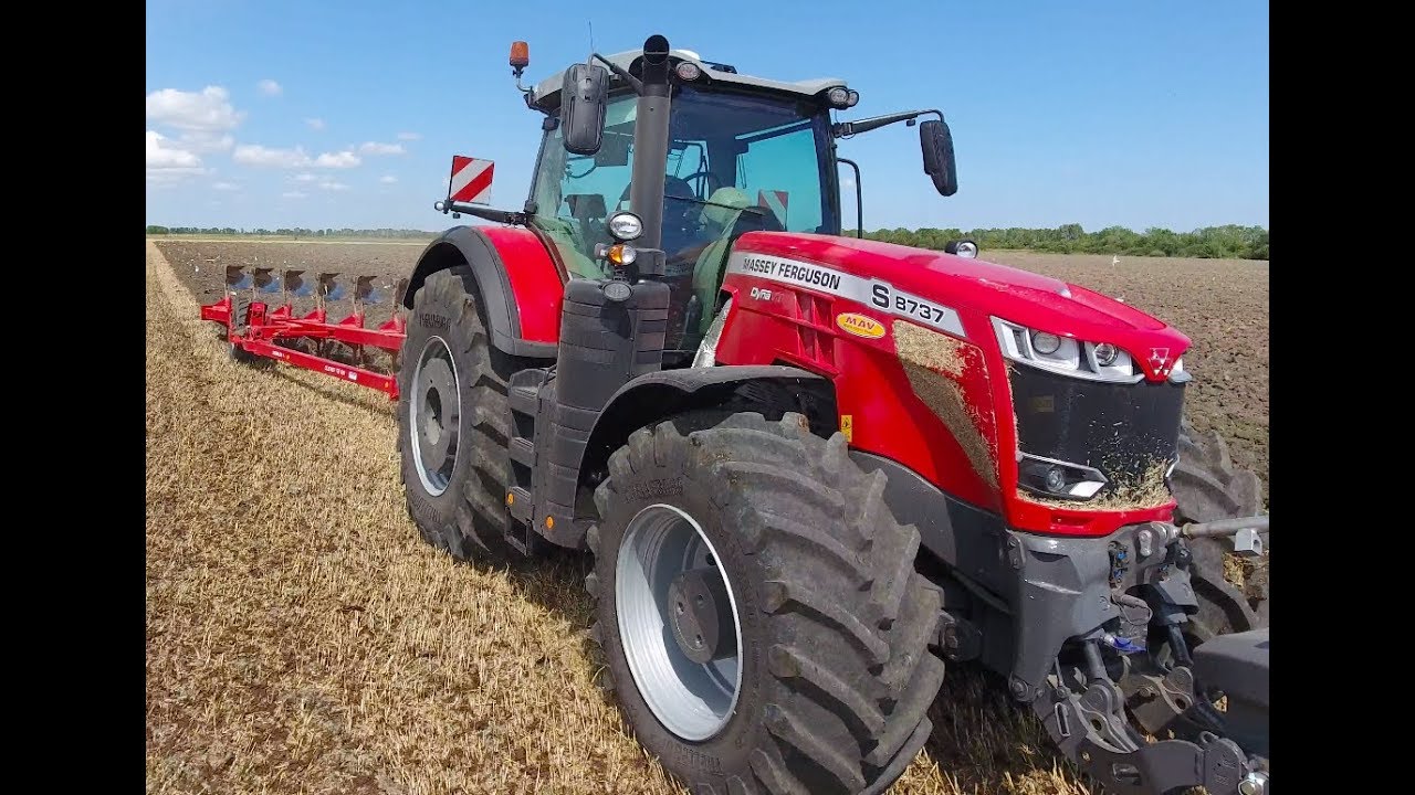 NEW MF 8737S au labour hors raie derrière épandage de fumier