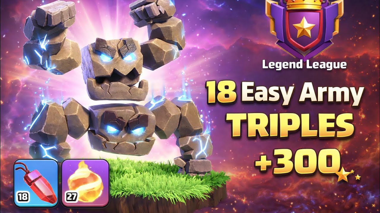 TH 18  Legend League  Fireball Meteor Golem Attack  (Very easy ) COC 